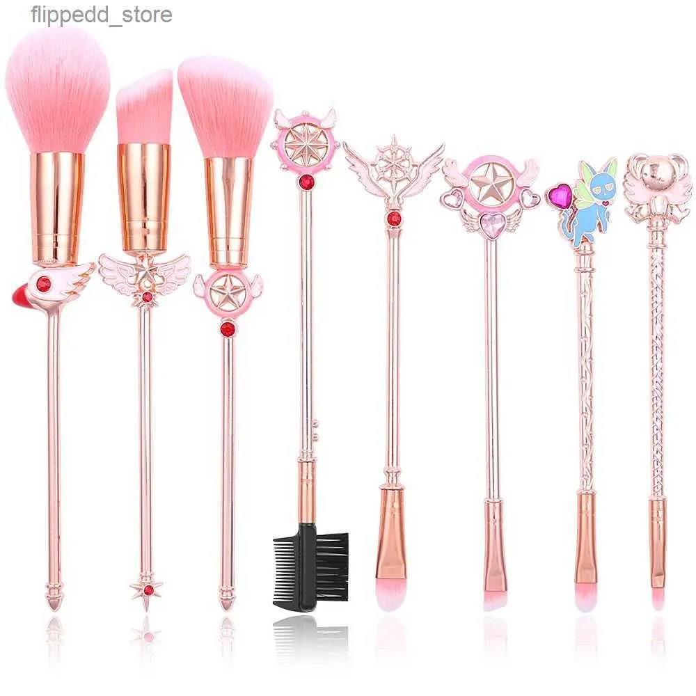 Make -up -Pinsel süße Cardcaptor Sakura Make -up Pinsel Set Outfit Pink Synthetic Hair Rose Gold Pinsel Professionell Künstler Pinsel Top Qualität Q231110