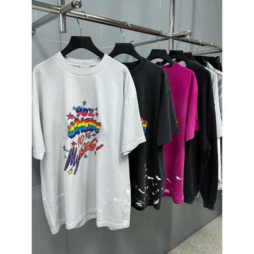 Designer New Women T Shirt Shirt High Edition House Colorful 90 Printed Sleeve Loose T-shirt