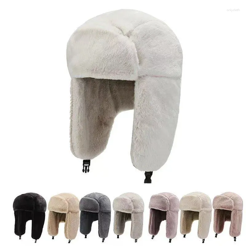 Ball Caps Fashion Warm Bomber Hats Faux Fur Thicken Earflap Autumn Winter Black White Ear Protect Russian Cycling Ski Hat