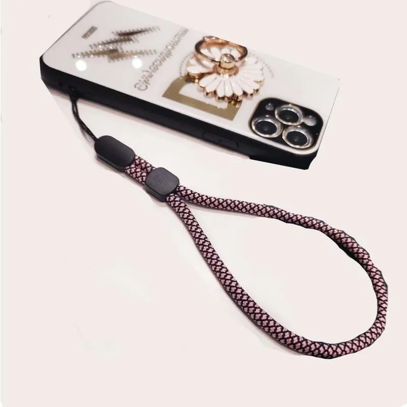 Huidtextuur Gevlochten Telefoon Lanyard Ketting Polsband voor iPhone Huawei Redmi Xiaomi Samsung Camera GoPro Passen String Houders donut t Vemu