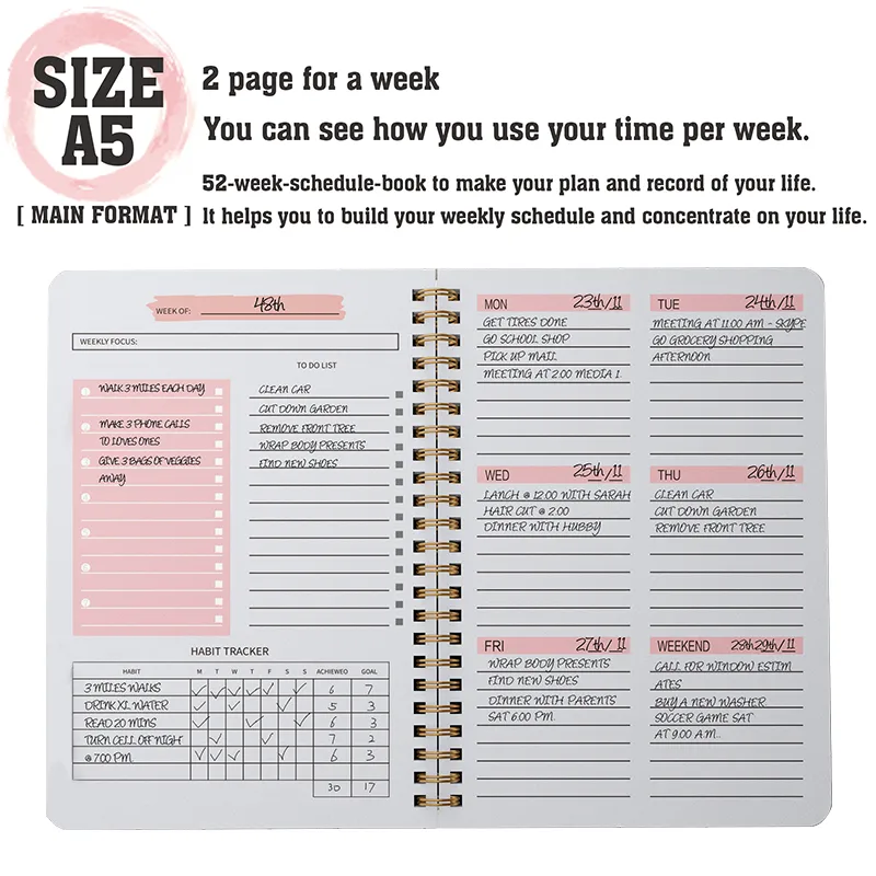 Bloc Notes A5 Agenda Planner Notebook Kawaii Diary Magazine Plan