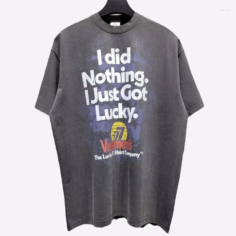 Męskie koszule T-Summer Lucky Vintage T-shirt Umyj stare dwustronne nadrukowane krótkie rękaw