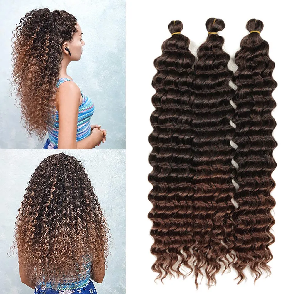 Vague profonde torsion Crochet cheveux synthétique vague d'océan Crochet cheveux plage Curl tressage cheveux humide et ondulé tressage Extension de cheveux