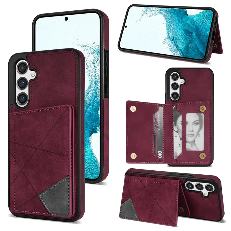 Portfel z podwójnym magnetycznym portfelem dla Samsung Galaxy A54 5G A53 A12 A52 A52S A51 A13 A04S A04 M13 5G Slim PU skórzany kieszonkowy kieszonkowy okładka