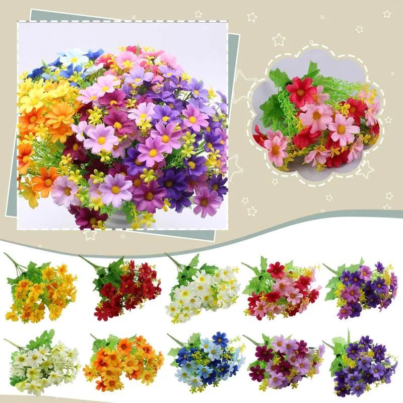 Dekorativa blommor inomhusblomma konstgjorda faux 6st Daisy Wildflowers Decor Outside Garden Silk