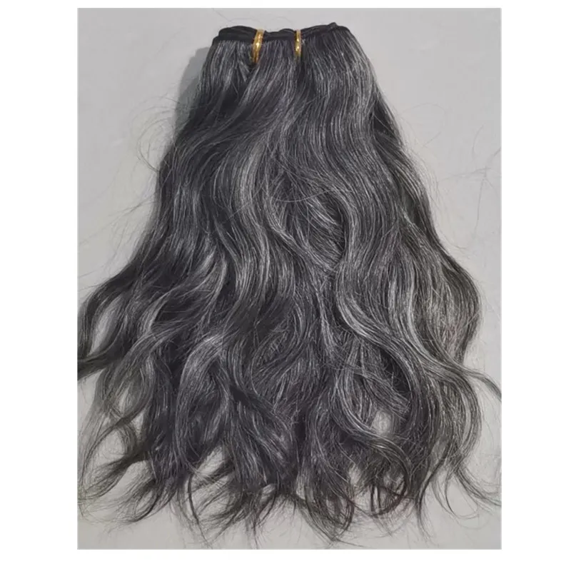 Capelli ondulati naturali grigi 100human Weaving Curls Silver Grey Hair Extensions Cuticolo allineato Allinea Vergine Curly Grigio fascio di tessitura grigia sale e trama del pepe 100g