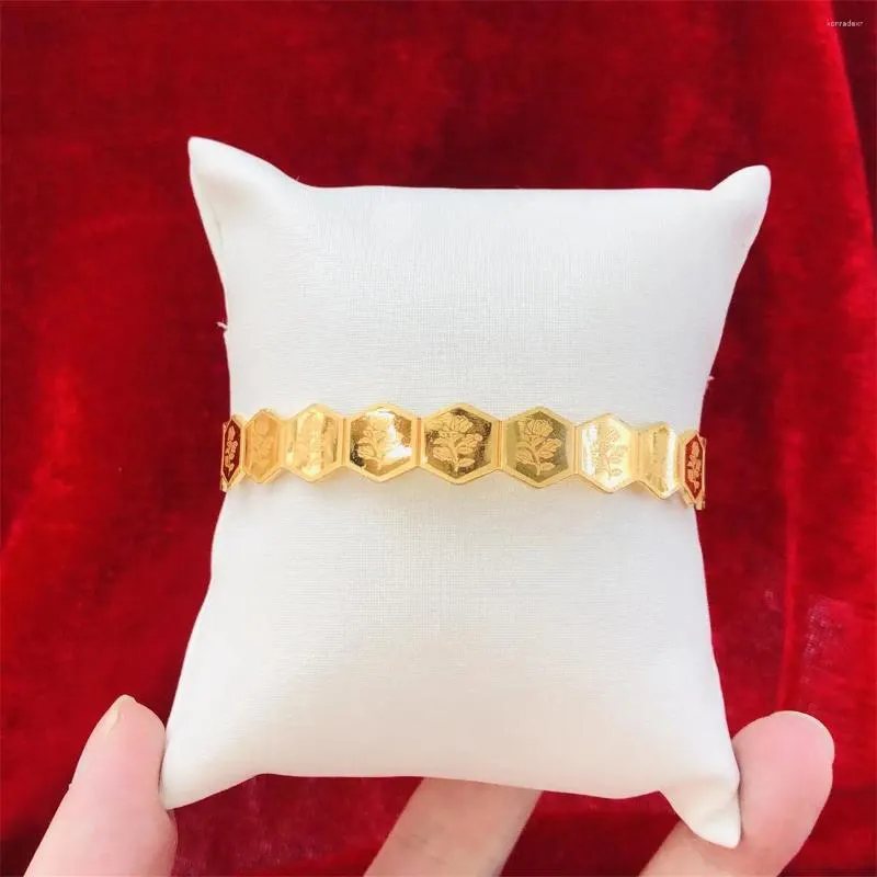 Armreif Dubai Braut Hochzeit Blumenschmuck Dame Kupfer vergoldet Armbänder für Frau Zubehör Festival Geschenk Party
