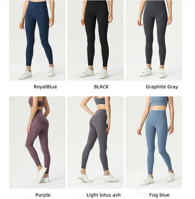 Lu-06 pantalons d'entraînement de yoga femmes serrés séchage rapide taille haute alignement sport vêtements de sport leggings élastique couleur unie noir fille vêtements de yoga confortables LL leggings