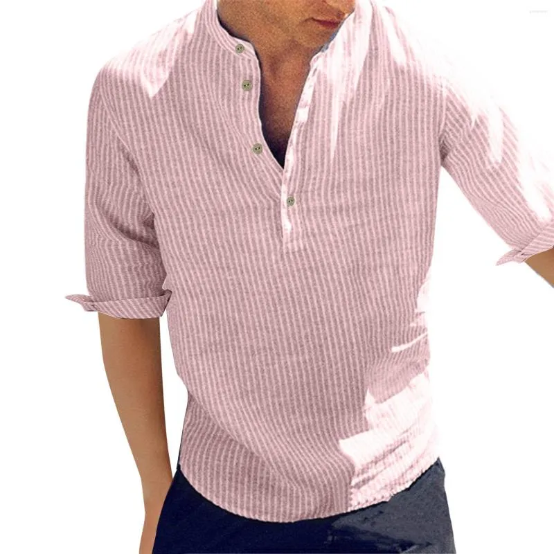 T-shirt da uomo da uomo con risvolto superiore camicia allentata quotidiana manica lunga in cotone abito corto aderente da uomo casual