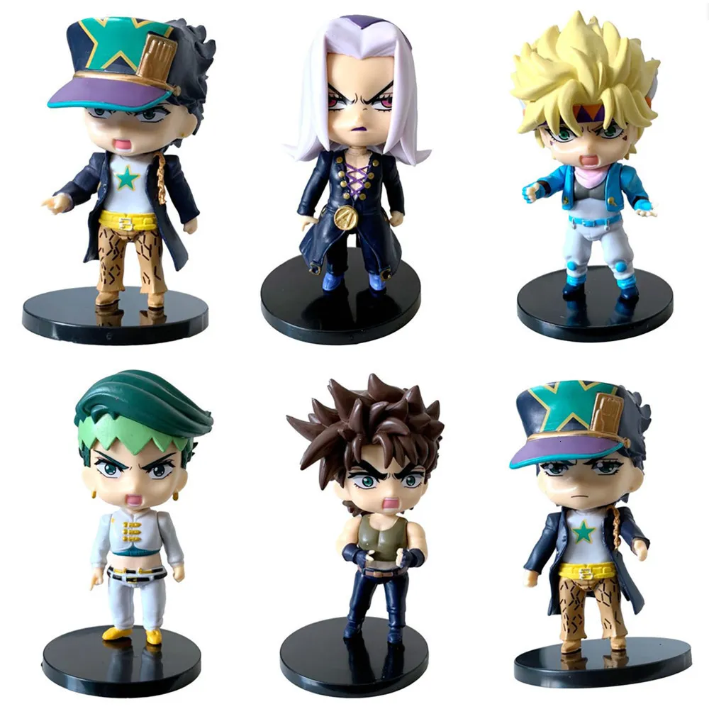 애니메이션 만화 1 pcs 조조스 기괴한 모험 돌 바다 액션 피겨 황금 바람 kujo jotaro joseph joestar statue collection kid toy 230410