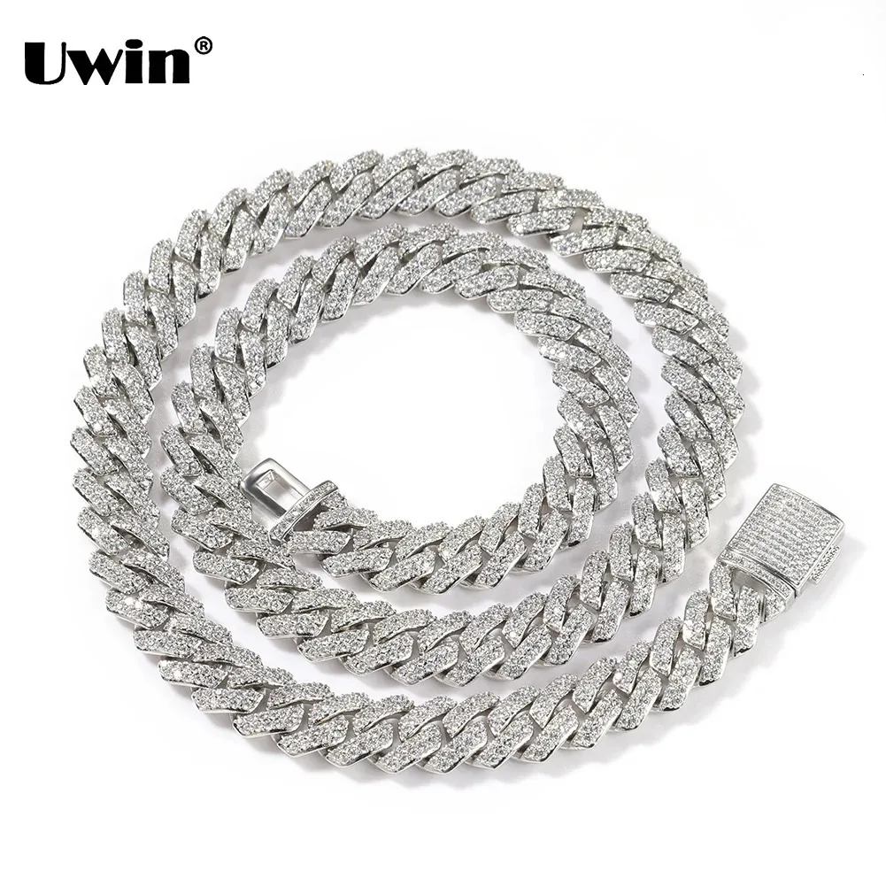 قلادة قلادة Uwin 10mm شقوط سلسلة الكوبية القلادة المثلجة المثلجة Slink Pave وضع قلادة للنساء Men Fashion Hip Hop Jewelry 231110