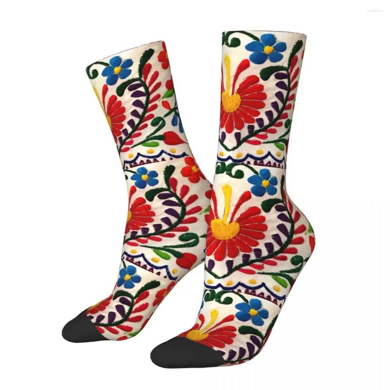 Men's Socks Spanish Flower Pattern Sports 3D Print Boy Girls Mid-calf Sock