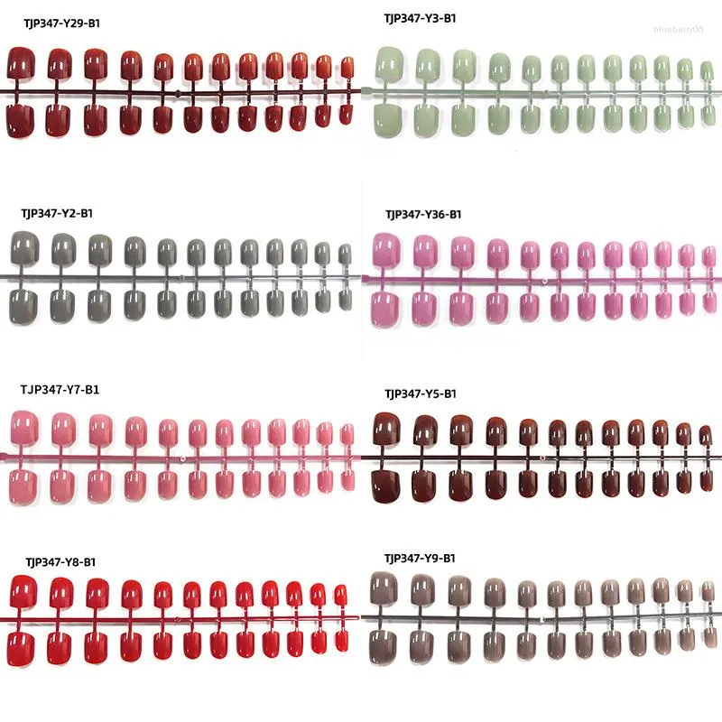 Valse nagels 24TIPS/set korte platte kop vaste kleur kunst kunstmatige vingernagels nep nagel koepel volledige tips