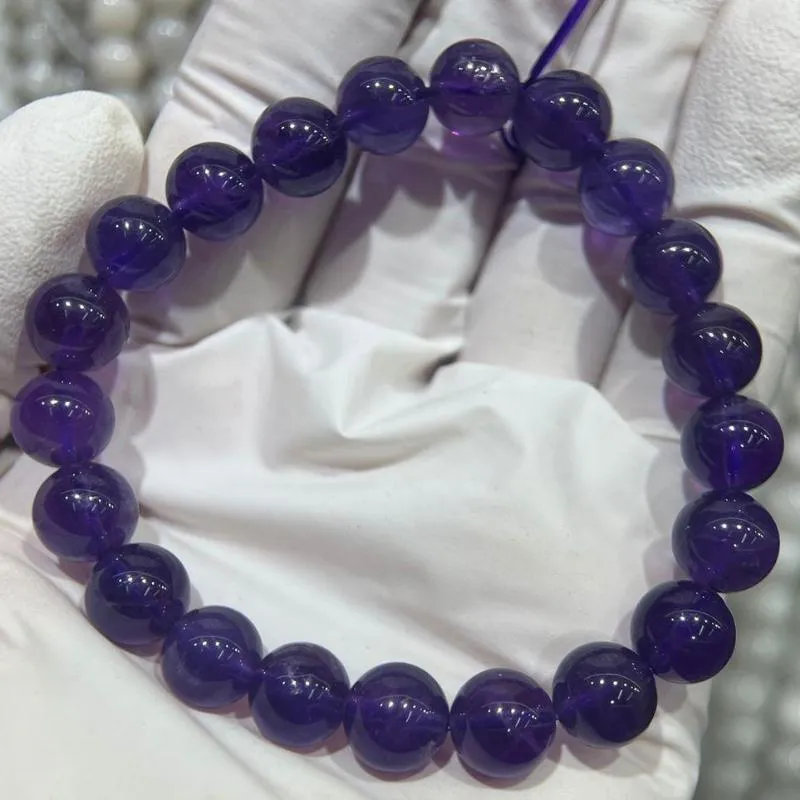 Strand Precious Amethyst Natural Spirit Inspiration Quartz Elastic Armband Purple Crystal for Meditation Seed Pärlor smycken Tillbehör