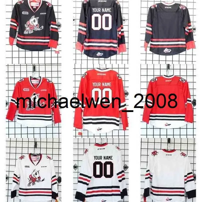 Weng Go 2016 Personalize OHL Niagara IceDogs Jersey Mens Womens Kids Preto Branco Vermelho Hóquei no Gelo Barato Jerseys Personalizado Qualquer nome Qualquer NO.Goalit Cut