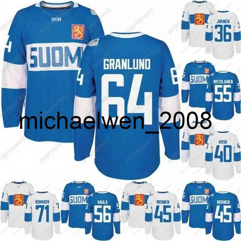 Weng World Cup of Hockey Finland Team Jersey Komarov Granlund Haula Ristolainen Filppula Vatanen Rask Jokinen Heren Dames Jeugd Hoceky Jerseys