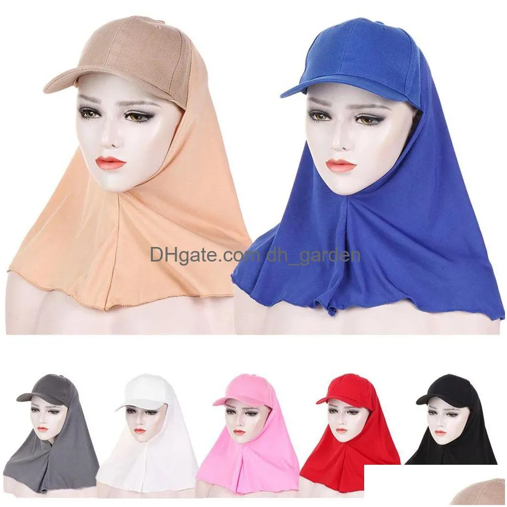 Beanie/Skull Caps Musilm Vrouwen Sluier Hijab Rand Bal Cap Zomer Sport Caps Klaar om te dragen Instant Fl Neck Er Tulband Hoed Sjaal Dhgarden Dhvej