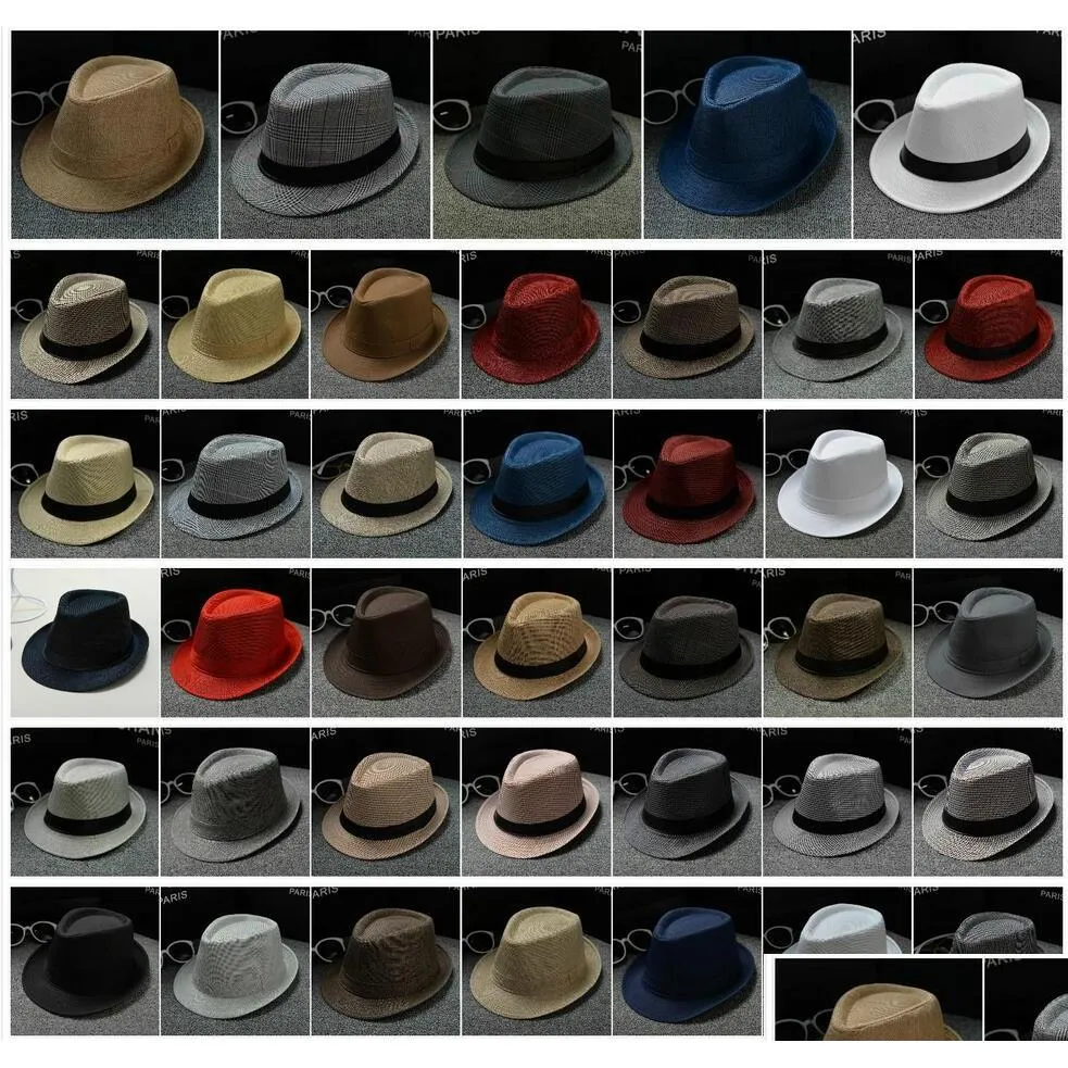 40 Designs Fashion St Hats Men kobiety Panama zwykły kolor Jazz Hat skąpy brzeg kropli dostawa dho51