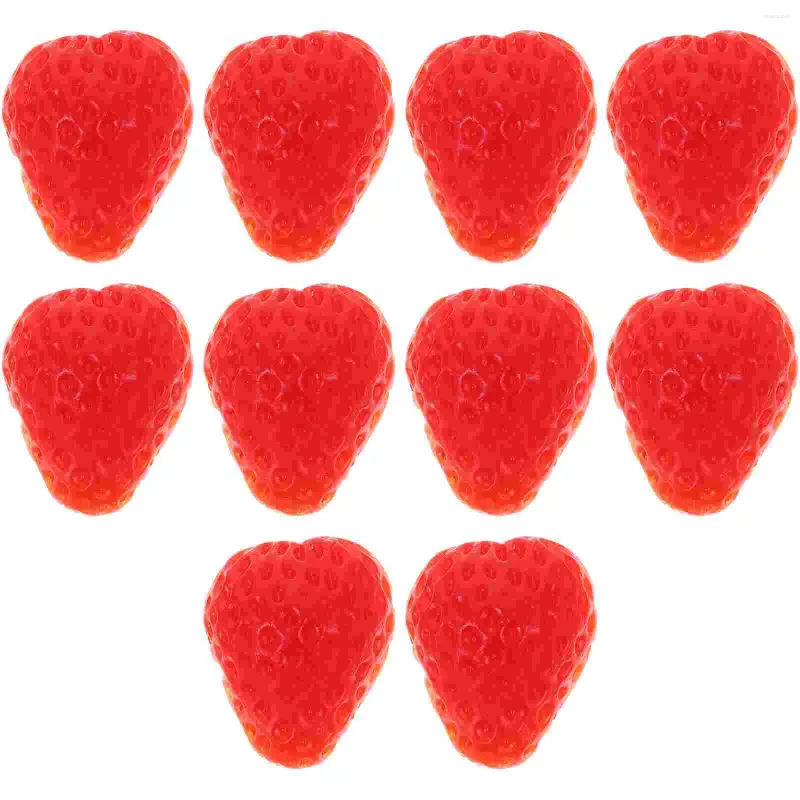 Decoração de festa 10 pcs frutas falsas modelo morango fatia pvc simulação artificial pogal