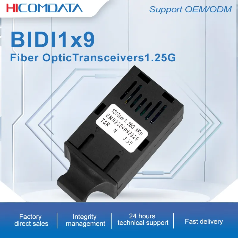 Hicomdata Gigabit SM/MM 1x9 BIDI 850NM/1310NM SCファイバーモジュール、1*9 1000Mマルチモードデュアルファイバーコネクタ3.3V光学トランシーバー3km