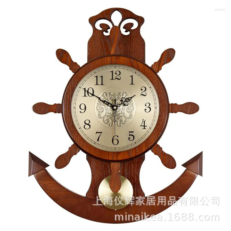 Relojes de pared Reloj de timón de estilo europeo Silencioso Creativo Mediterráneo Péndulo Hogar moderno