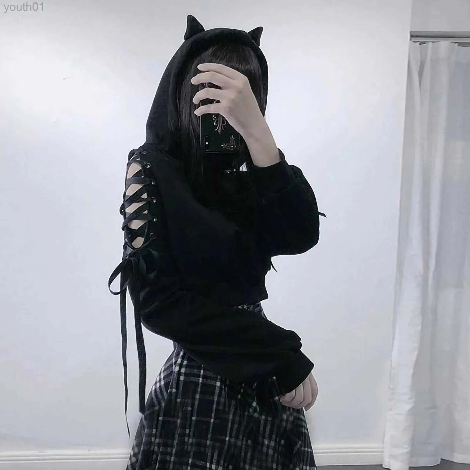 Cat ear 2025 cropped hoodie