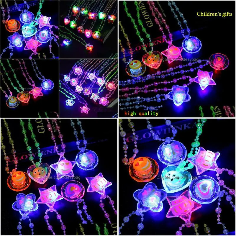 Decoração de festa glitter flash acrílico colar de led led lamp novidade night mercado criativo infantil brinquedos luminos