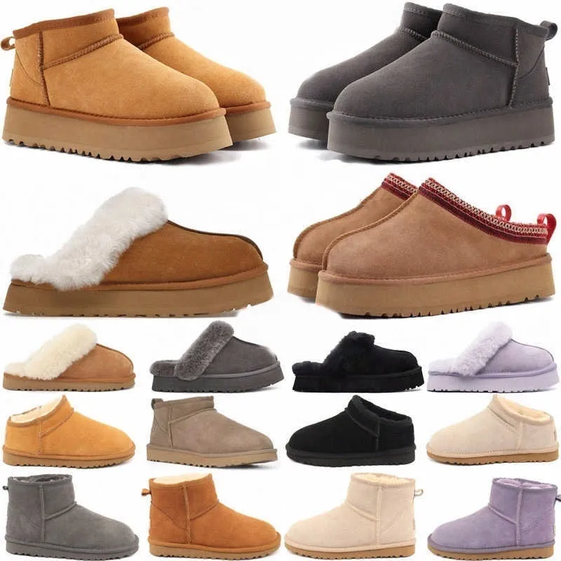 Diseñador Clásico Ultra Mini Botas Botas de nieve Plataforma Mujeres Niños Piel Piel de oveja Tasman Tazz Castaño Arena Mostaza Semilla Beige Driftwood Australiano Invierno Tobillo zapato