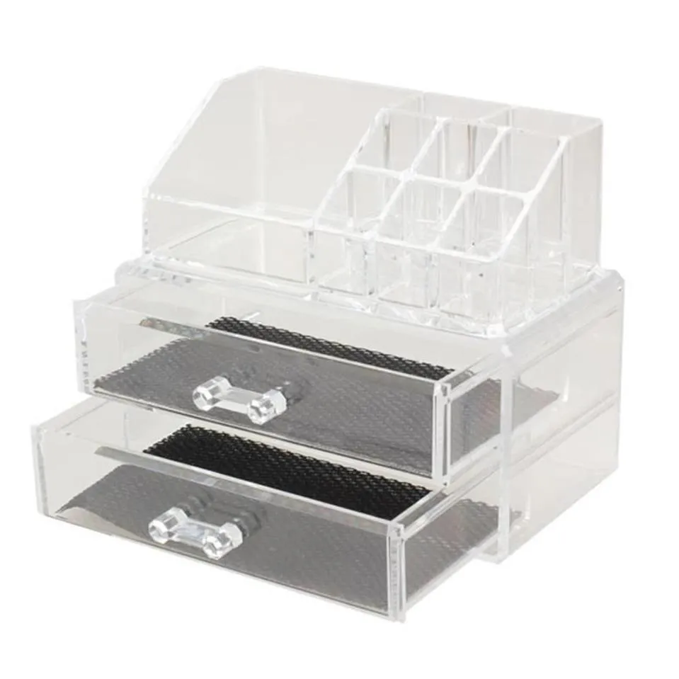 Portable Transparent Makeup Organizer Storage Box Acrylic Make Up Organizer Cosmetic Makeup Storage Drawers Christmas293Q