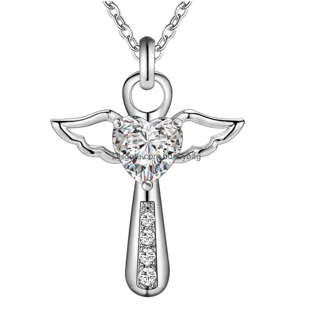 Pendants Sier Color Necklace Jewelry Women Fashion Cross Cz Crystal Zircon Stone Pendant Christmas Gift N296 Drop Delivery H Dh5S0