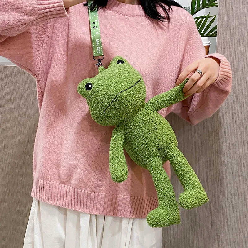 Torby wieczorowe Fur Zabawne małe torbę kobiety Cartoon Frog Messenger Bag Plush Doll Student Cute Girl Surbage 230410