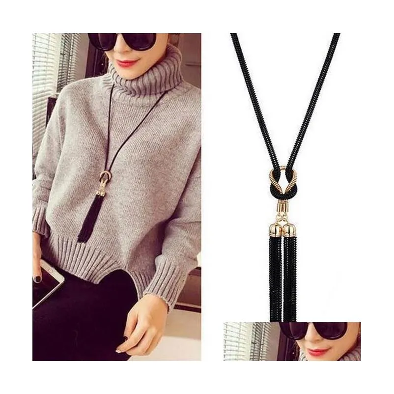 Retro Tassels Pendant Necklace Delicate Women Sweater Chain Party Fashion Accessories Nice Birthday Present Drop Delivery Dhjwb