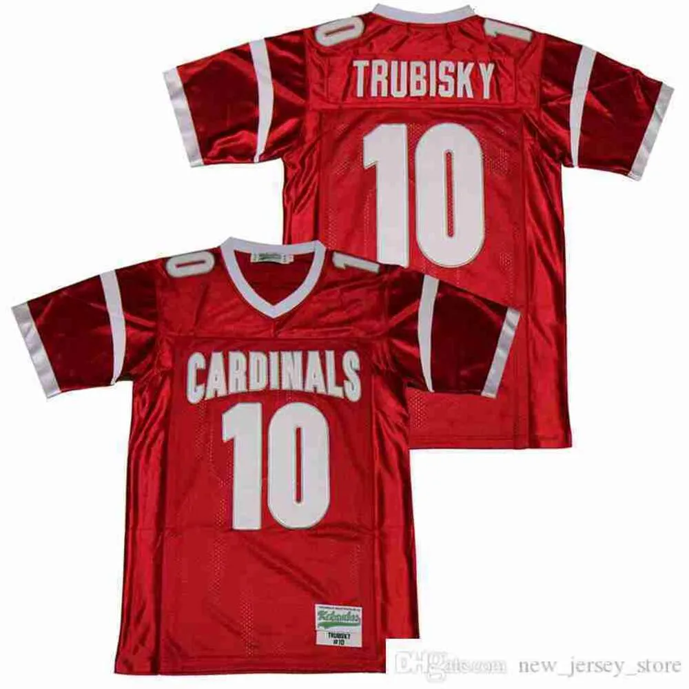 DIY Design Filme Retro TRUBISKY #10 HIGH SCHOOL Jersey costurada camisas de futebol universitário