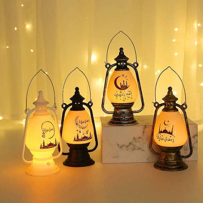 Nieuwe items Eid Mubarak Led Windlichten Ramadan Decoratie 2023 Islam Muslim Party Decor voor Home Pony Lanterns Oil Lamp Ramadan Kareem Gift Z0411