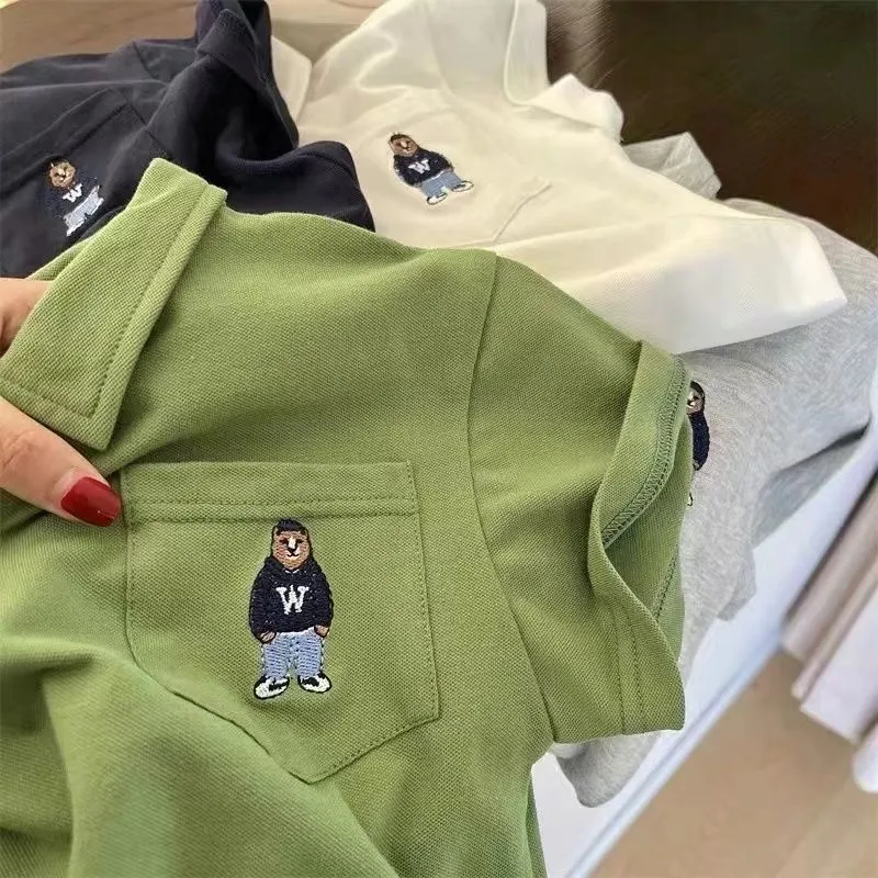 T shirts Boys Cotton Polo Shirt Children s 2023 Summer Handsome Short Sleeve Top Baby Clothes 230411