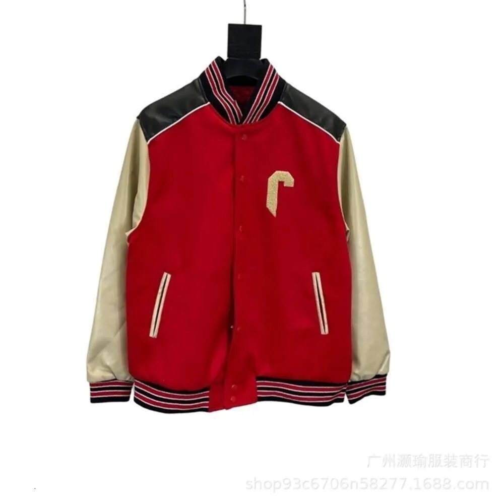 23fw High Edition c Family Autumn and Winter New Towel Embroidery Large Panel Leather Simple Casual Ins Men's Women's Baseball Jacket