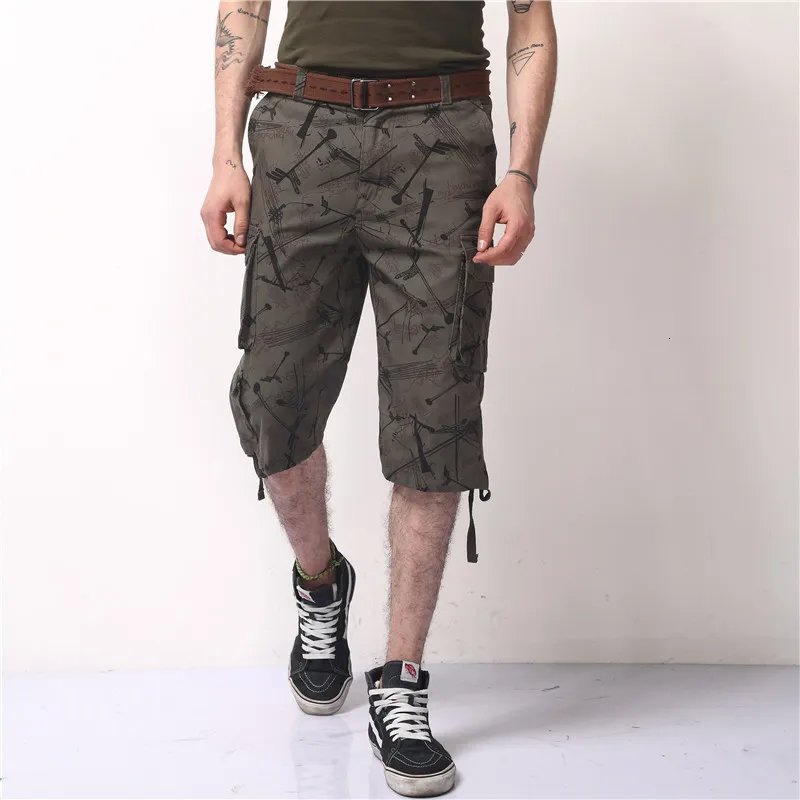 Shorts pour hommes été Cargo sport décontracté imprimé multi-poches lâche vêtements de plein air pêche chasse pantalon 220410