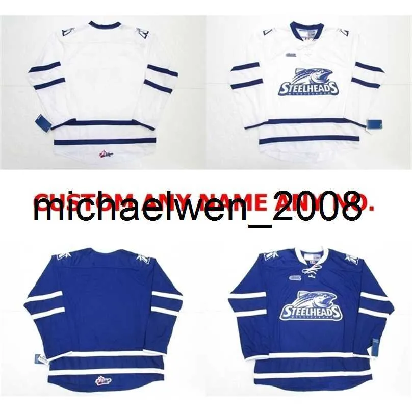 Weng Go Mens Womens Kids Anpassa OHL Mississauga Steelheads Jersey Hockey billiga tröjor Målet Skär Custom Any Name Any No No. Högkvalitativa tröjor