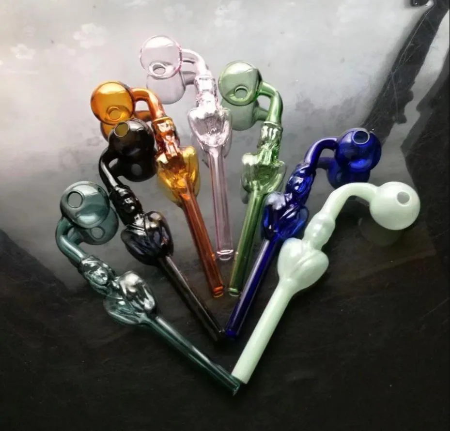 Nouveau Pipe à fumer Mini narguilé bongs en verre coloré en métal en forme de beauté colorée Pot incurvé