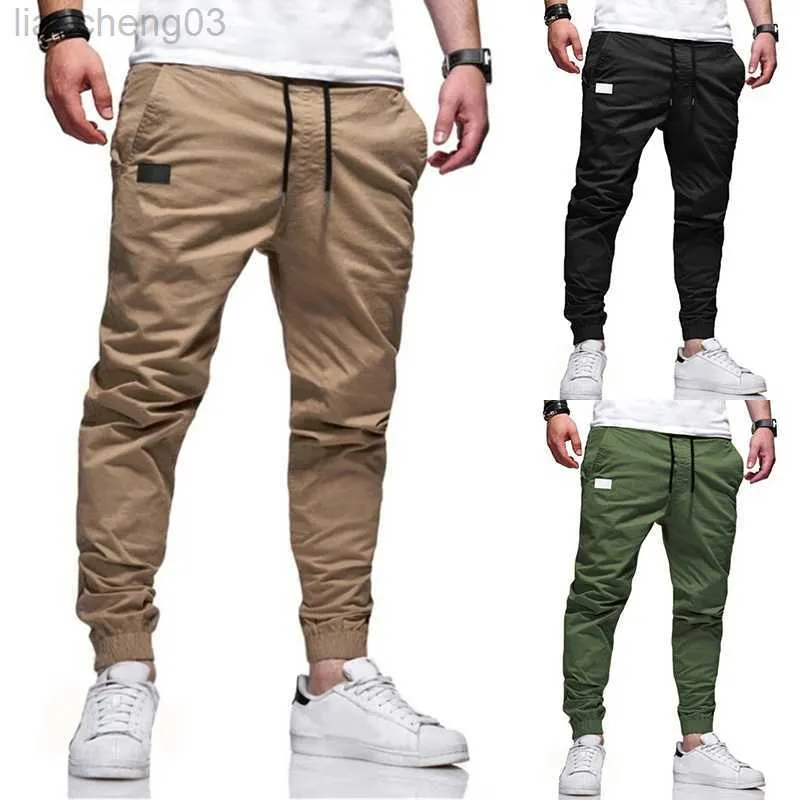 Calças masculinas Spring Autumn Men Calça HAREM JOGGERS PONTES 2020 NOVAS TRUSHERS MASCH MENS Mens Joggers Solid Multi-Pocket Calça Hip Hop Sortpantes W0411