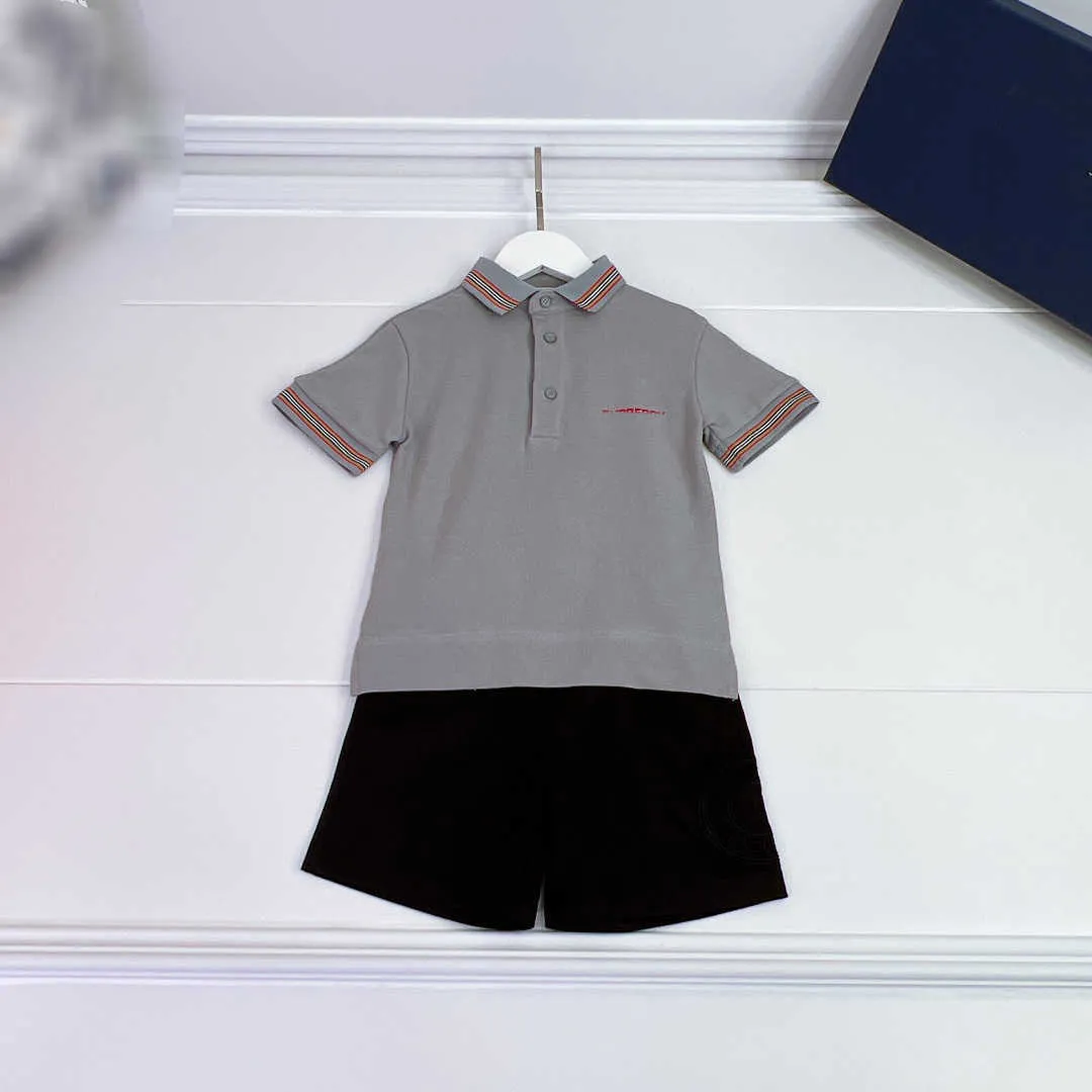 23ss meninos camisa polo shorts terno infantil conjuntos de roupas de grife crianças franja lapela bordado manga curta cor lisa bordado clássico shorts ternos roupas de bebê