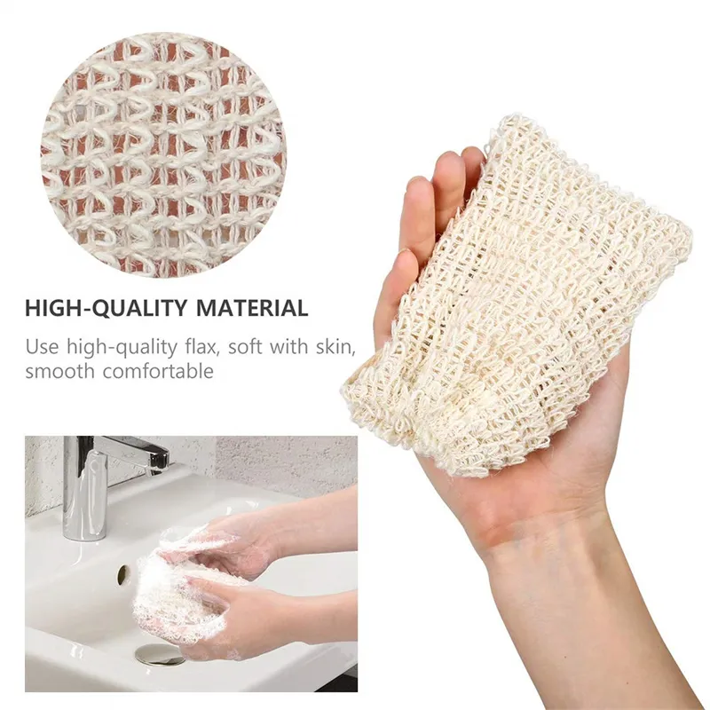 Soap Saver Bag Sisal Soap Bag Exfoliating Soap Pouch with Drawstring Bar Soap Bag with Wooden Bead Foaming and for Bath and Shower