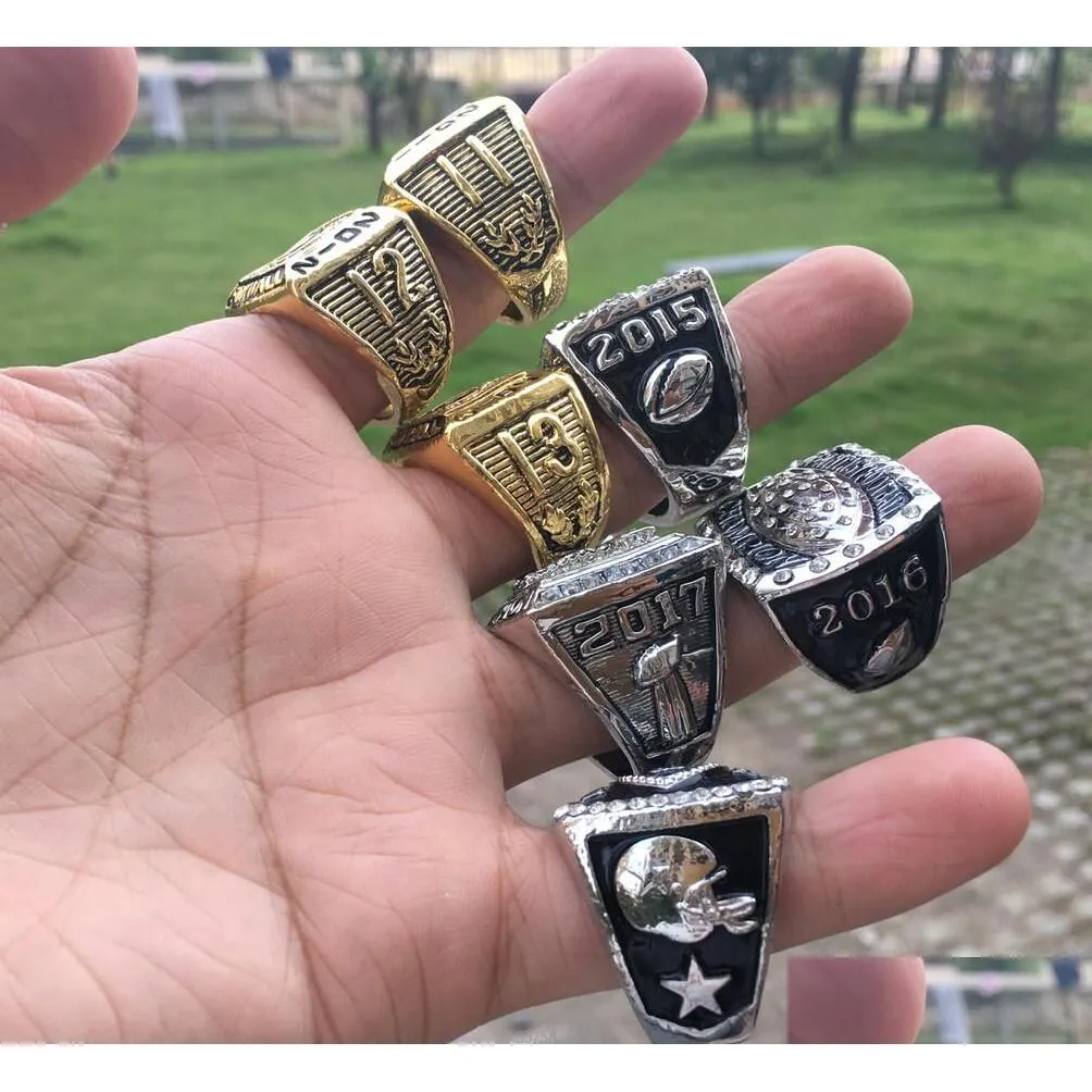 7 stuks Fantasy American Football Championship Ring Mannen Fan Souvenir Gift Groothandel Drop Delivery Dhojb