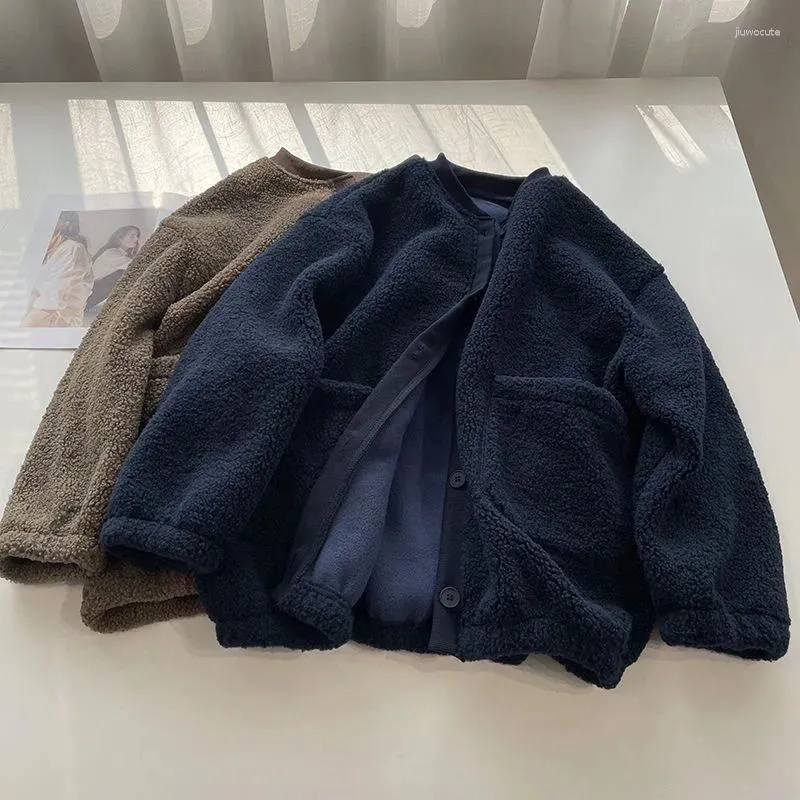 Pull à capuche pour femme, pull en laine de qualité supérieure, couleur unie, simple boutonnage, col rond, ample, manteau pour femme, automne/hiver, SFFS332