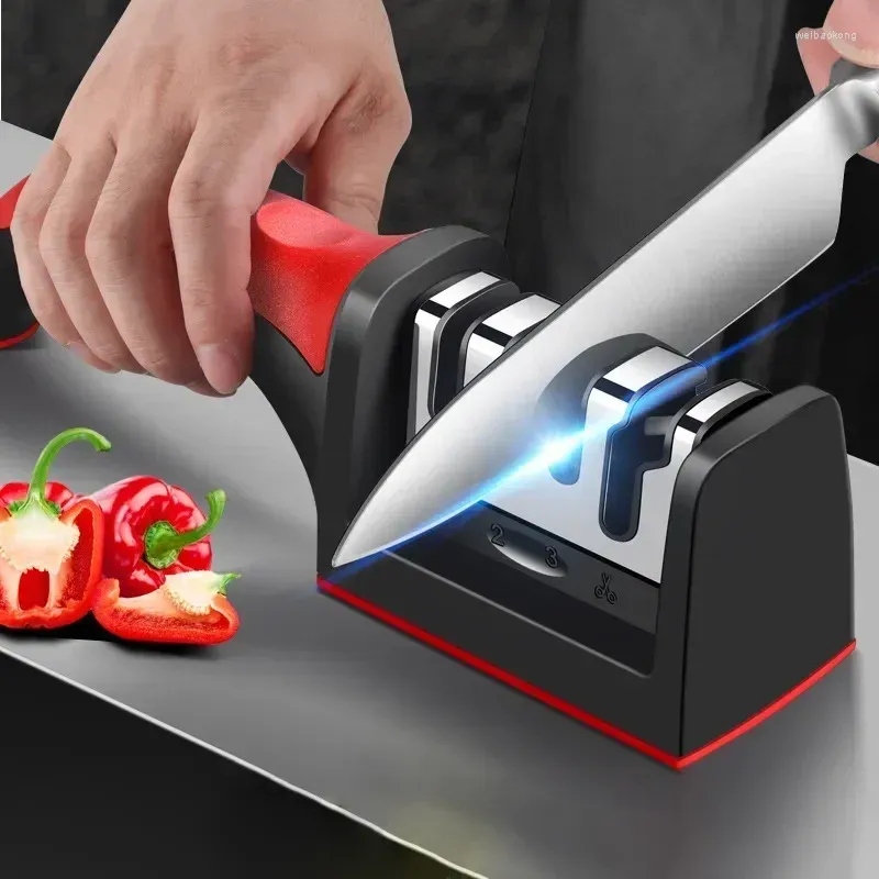 Other Knife Accessories Quick Multi-function Sharpening Sharpener Tool Type Non-slip 3 Stages Knives Kitchen Base Handheld With Gadget