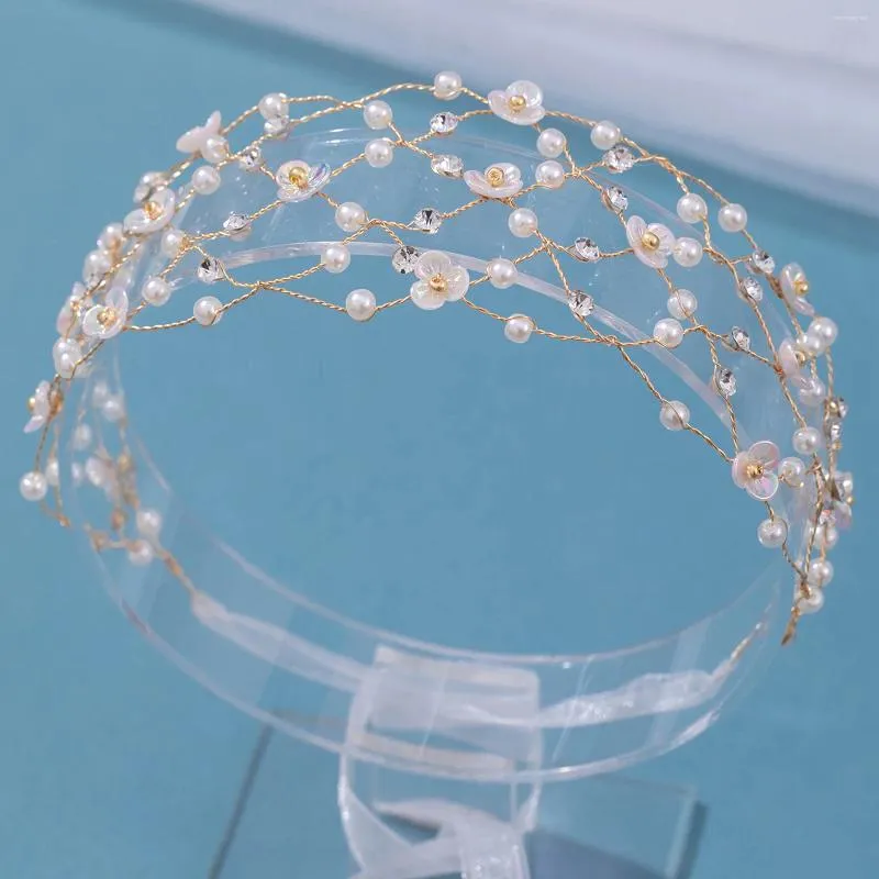 Grampos de cabelo fada moda flor headbands cristal hairbands pérola headwear noiva acessórios de casamento fita headpieces jóias