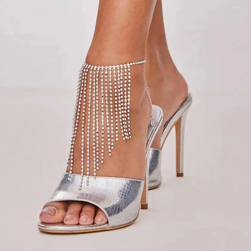 Cavigliere 1PC Stonefans pieno strass lunga nappa caviglie regolabili catena del piede gioielli per le donne braccialetto di cristallo gamba regali