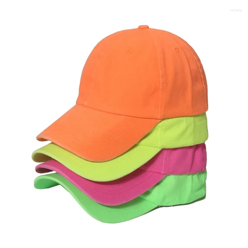 Caps de bola Caps de cor fluorescente telhado macio feminino Capace de beisebol ao ar livre Protecção solar verão UNISSISEX Papai Hat atingido