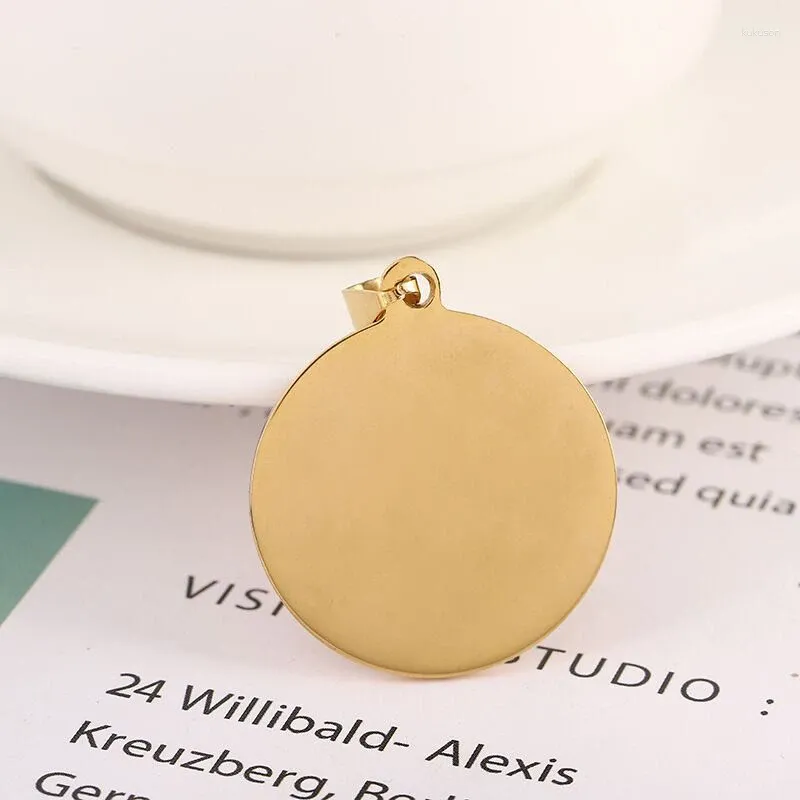 Dog Tag Personalized Engraved Stainless Steel Round Pet Tags Necklace Pendant Blank Golden Plated Cat Name
