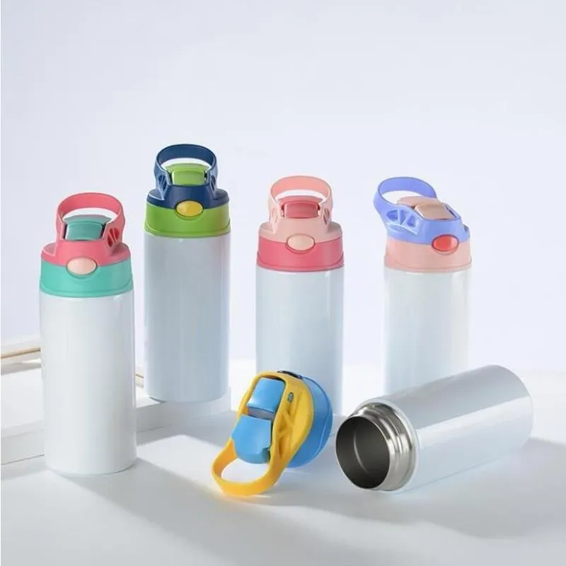 Sublimation Straight Tumbler 12oz Kids Cups Bounce Mugs with Rubber Pieces Stainless Steel Baby Bottle Insulation Kid Mug Drinking Cup Lgwg